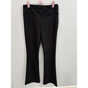 Joe B Black Flare Pants Crossover V Waist Y2K Stretch Women's Medium